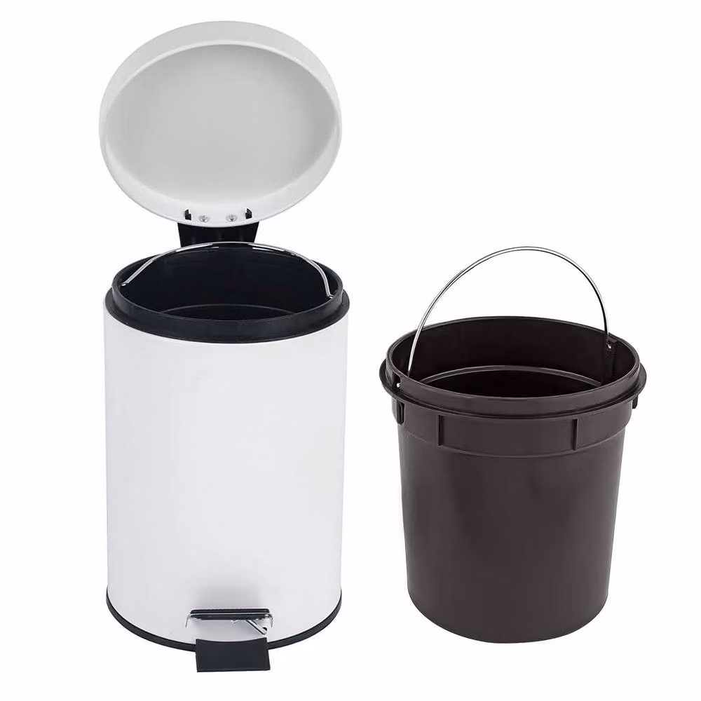 Crystals 3 Litre Stainless Steel Pedal Bin in White – 2