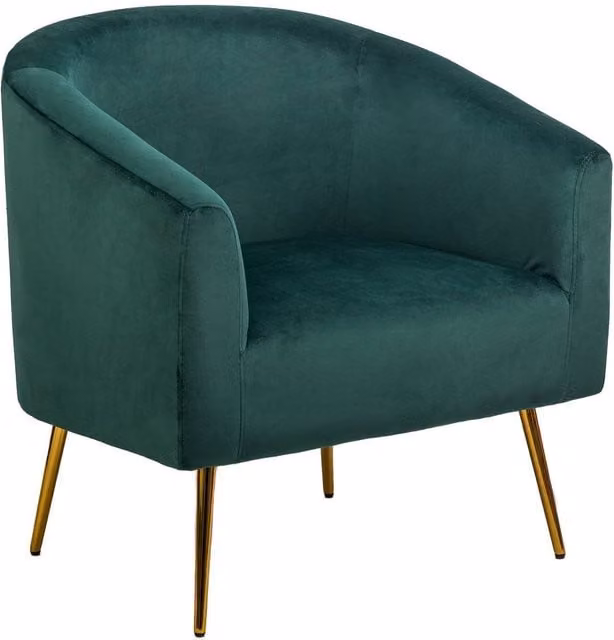 Nordlys Scandinavian Design Green Velvet Lounge Chair with Metal Frame and Armrests – 1