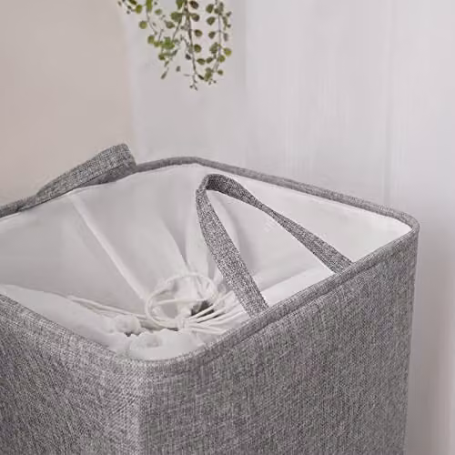 OHS Faux Linen Laundry Storage Bag with Handles, Grey – 2
