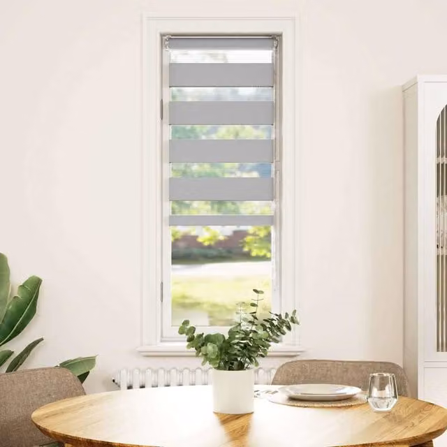 Berkfield Home Zebra Day and Night Blind in Grey Polyester, W: 40 cm, H: 150 cm
