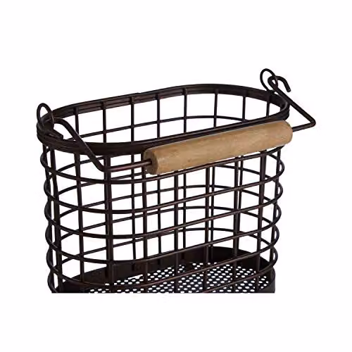 Orsina Sleek Oval Bronze Coated Freestanding Utensil Holder in Brown – 2