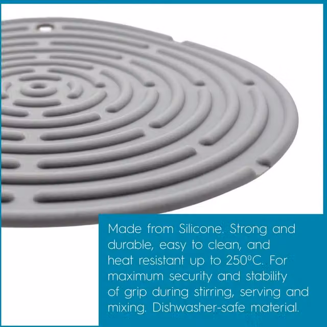 Argon Tableware Non-Slip Round Silicone Trivet, Grey, Diameter: 18 cm – 1