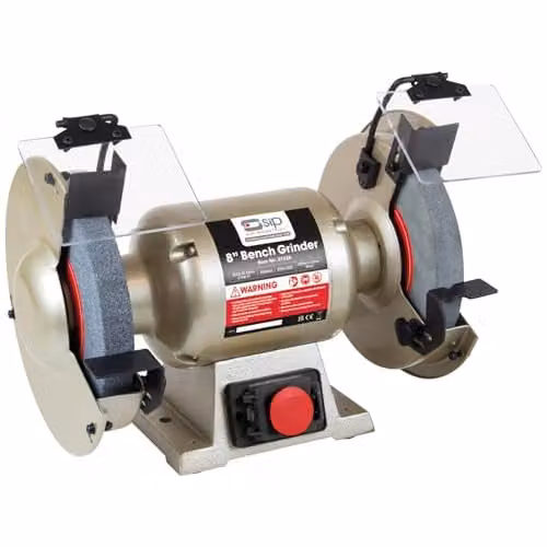 SIP 8 inch Electric Bench Grinder 550W 230V with Coarse, Fine and Wire Grinding Wheels