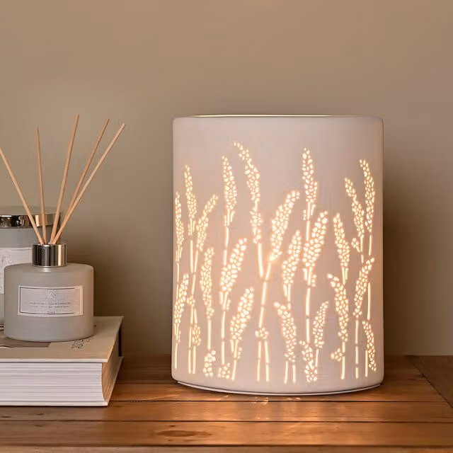 Widdop and Co Hestia White Ceramic Oval Table Lamp