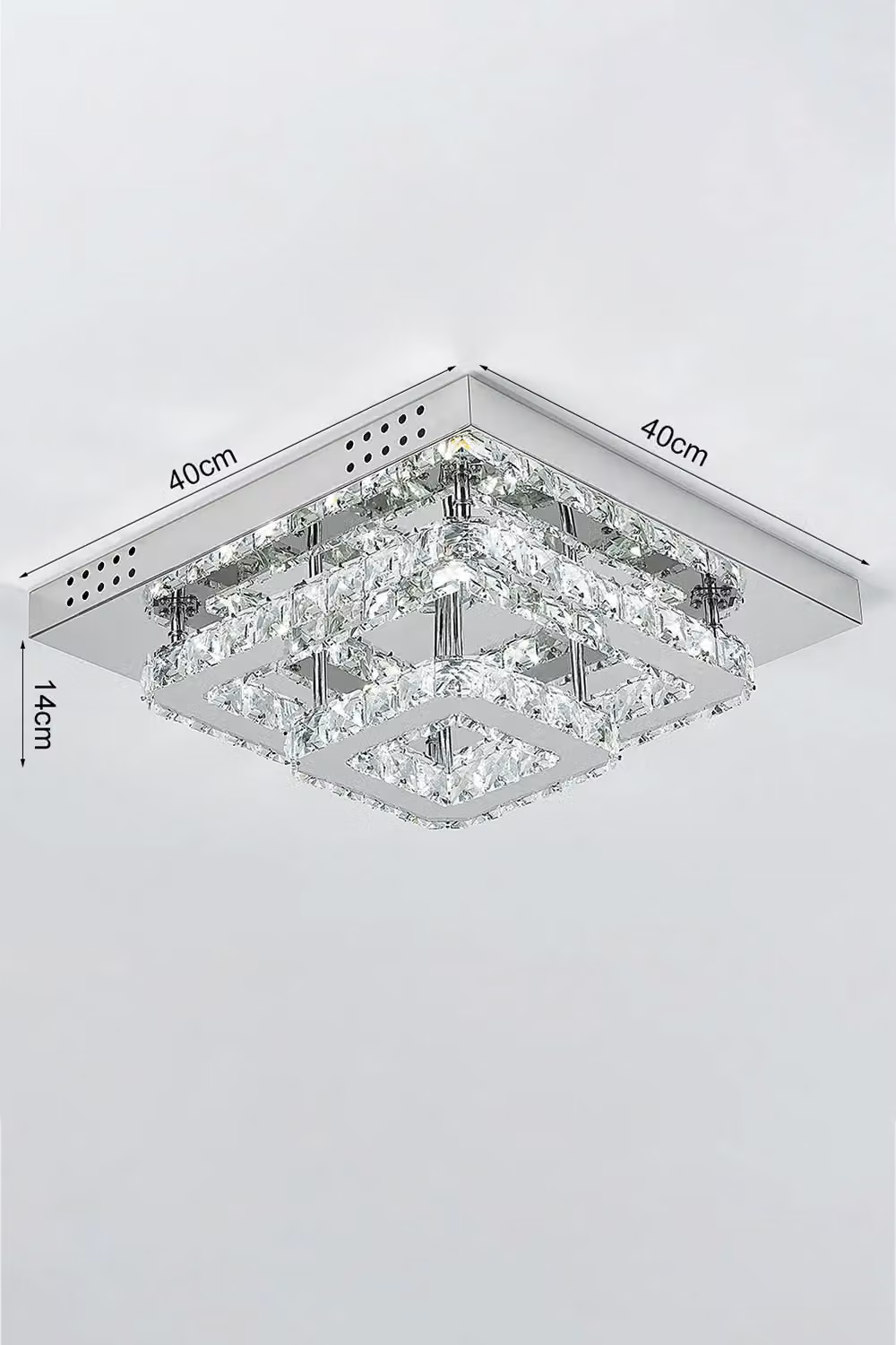 Living and Home Square Glamorous Crystal LED Ceiling Light in Silver – 5