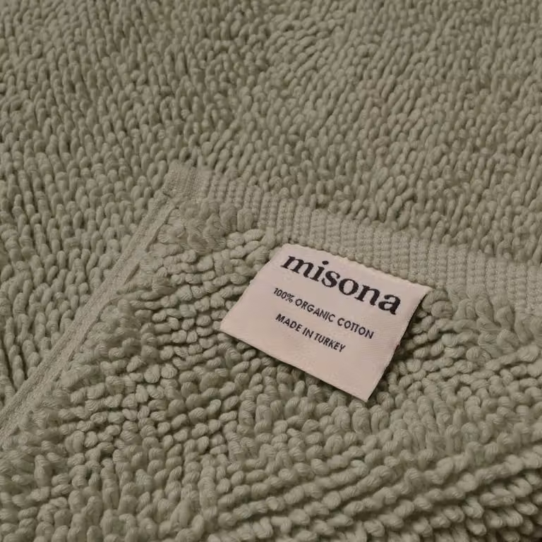 Misona Organic Cotton Luxury Reversible Loop Pile Bath Mat, Green, W: 80 cm, D: 50 cm