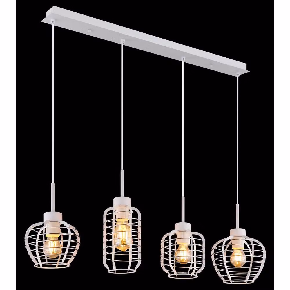 Netlighting Nesa Bar Pendant Ceiling Light in White with 4x E27 Sockets – 3