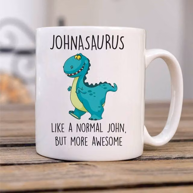 60 SECOND MAKEOVER Personalised Dinosaur Mug in White