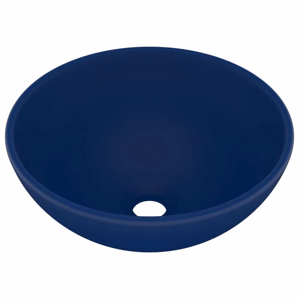Berkfield Home Luxury Round Ceramic Bathroom Basin in Matt Dark Blue, Diameter: 32.5 cm, Height: 14 cm – 3
