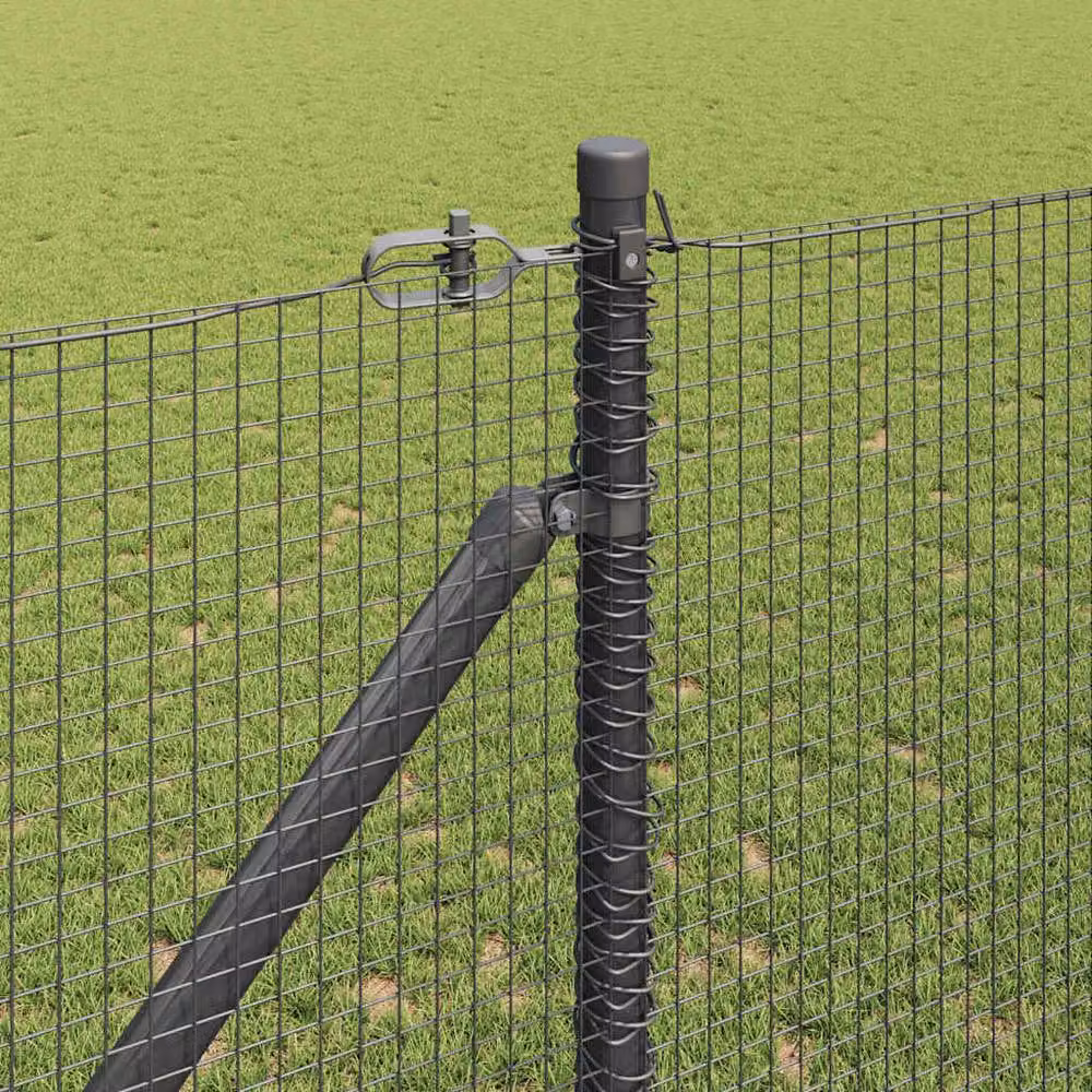 Berkfield Home Welded Wire Fence with 7 Spike Posts, Grey Steel, W: 10 m, H: 1.4 m – 3