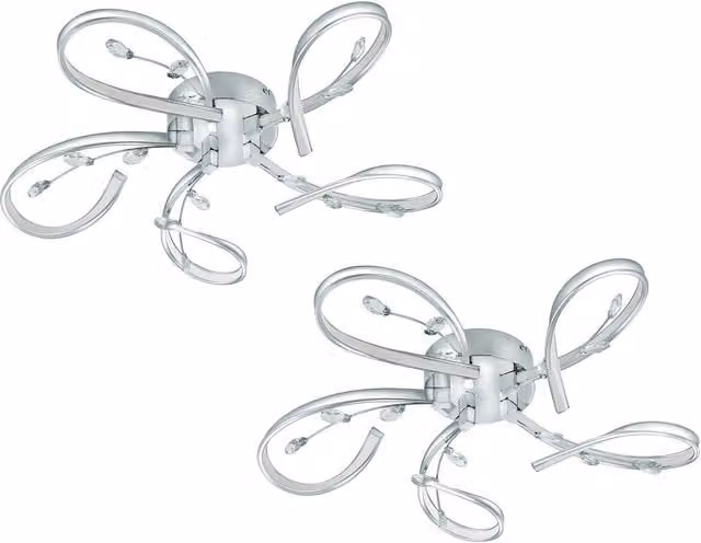 Loops 2 Pack LED Ceiling and Wall Light with Chrome Shade and Clear Crystal