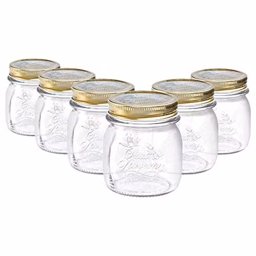 Bormioli Rocco Quattro Stagioni Glass Storage Jars with Screw Top Lids, 250ml, Pack of 6, Transparent