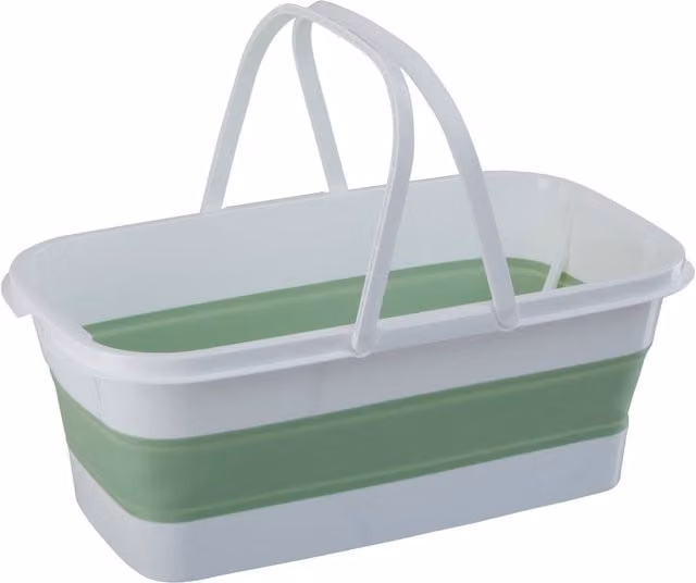 Orsina Collapsible Plastic Laundry Basket with Handles in Green and White