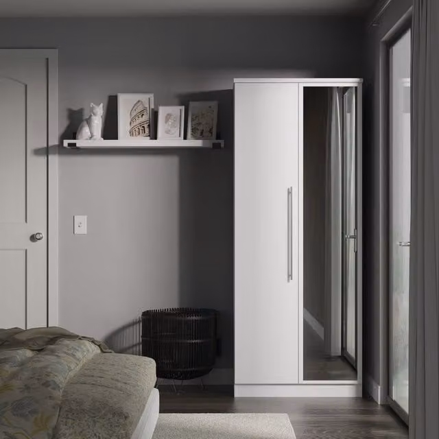 2 U Carlton Large 2 Door Mirrored Wardrobe in White, Ready Assembled