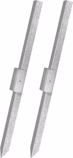 FLAVORA 2-Piece Galvanised Steel Wood Fence Post Repair Stakes in Silver, H: 120 cm, W: 3.2 cm – 1