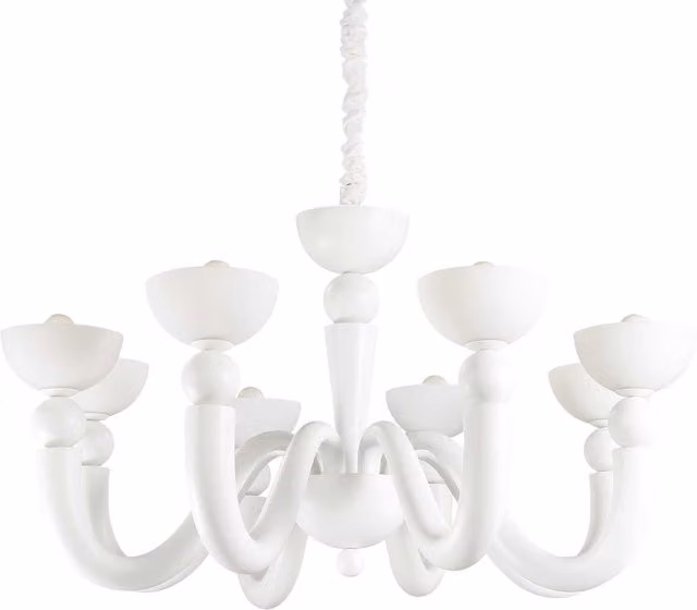 Ideal Lux Bon Bon 8 Light Multi Arm Chandelier in White Finish with E14 Sockets