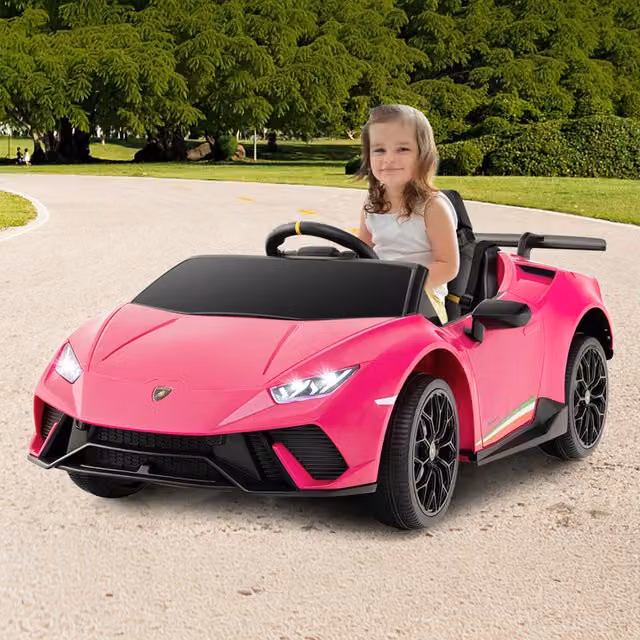 Costway Lamborghini Electric Ride on Car with Light and Sound in Pink