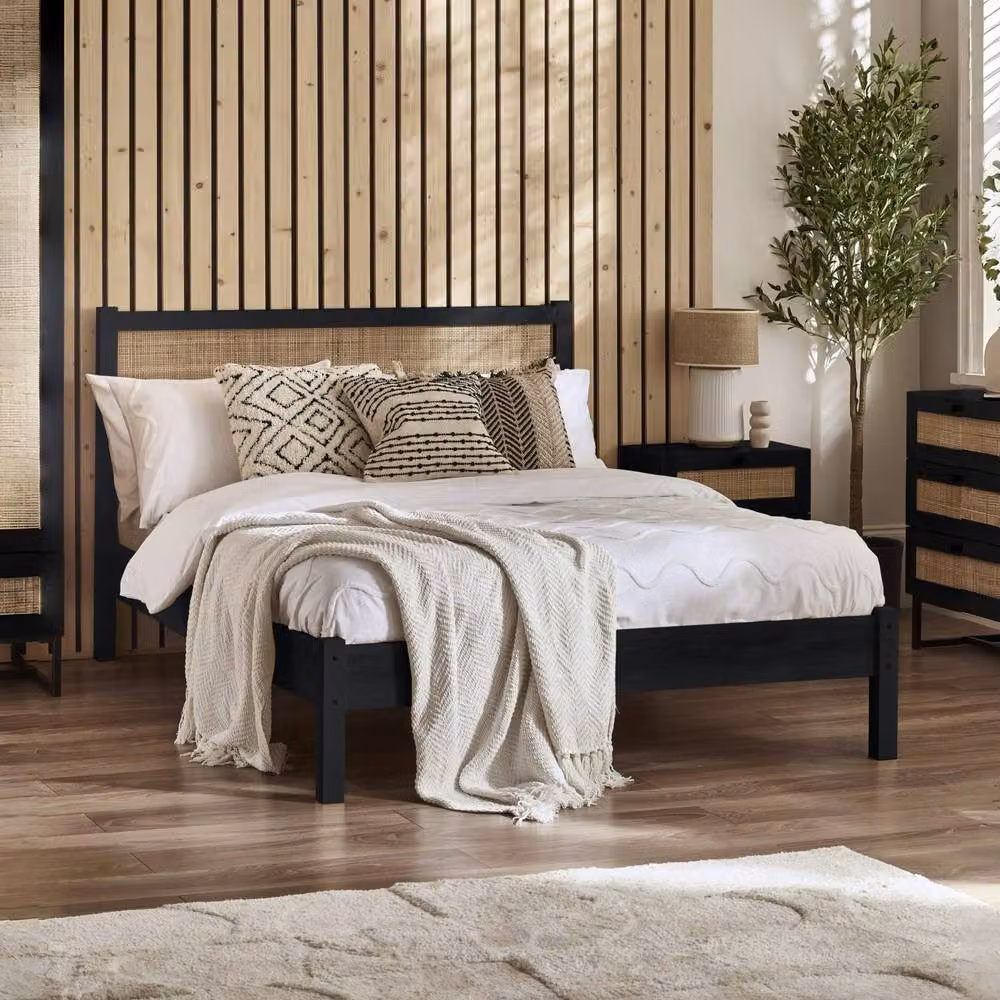 Cheshire Zinc Black Rattan Double Bed (Width: 135 cm) – 2