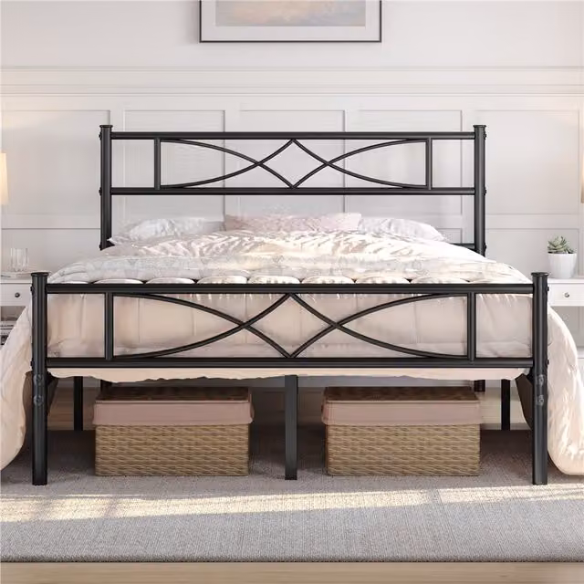Yaheetech Modern Metal Bed Frame in Black, 180 x 200 cm