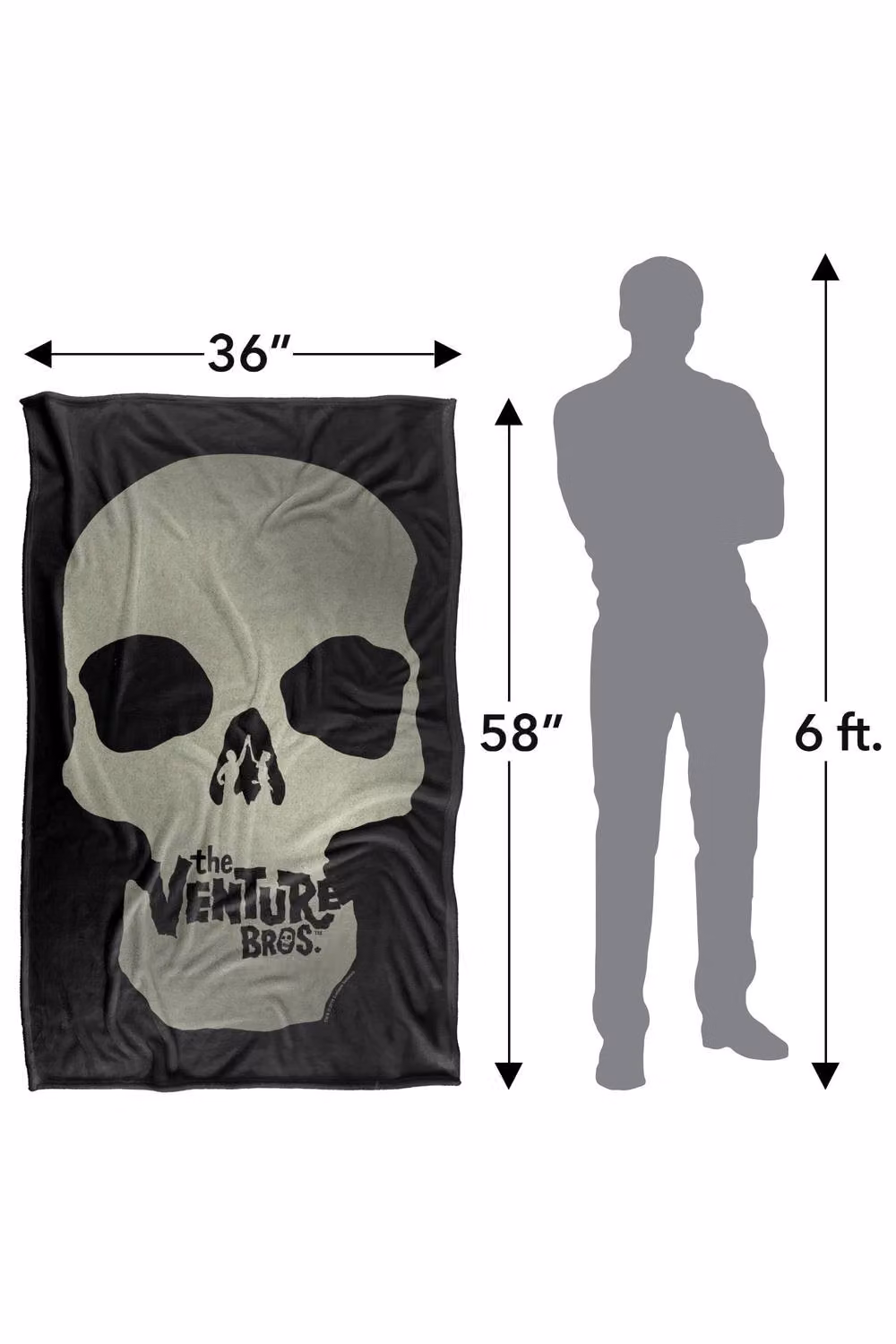 Cartoon Network The Venture Bros Skull Logo Super Soft Silky Touch Throw Blanket, Extra Large, Black and Multicolour – 3