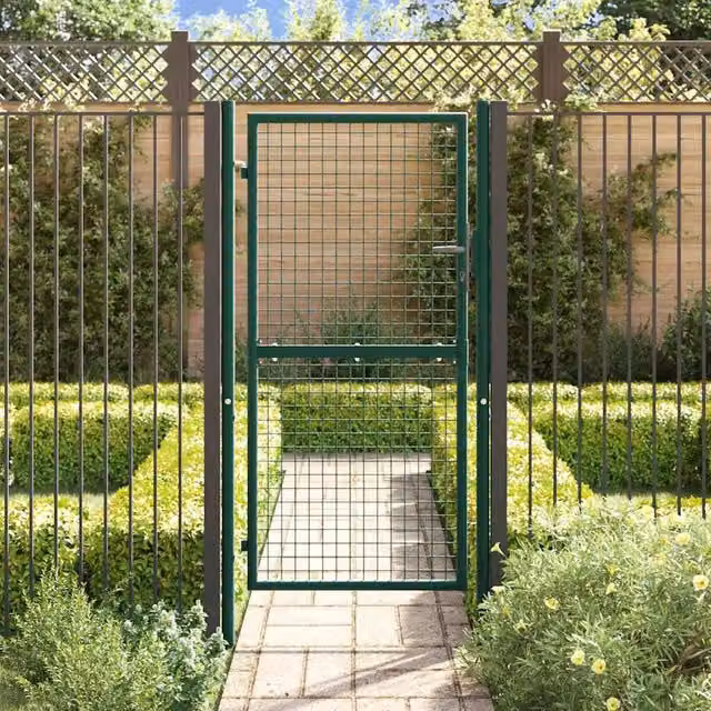 Berkfield Home Durable Steel Single Swing Fence Gate, Green, W: 100 cm, H: 175 cm – 1