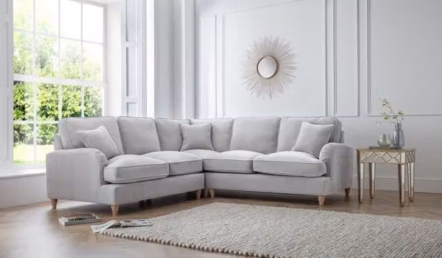 The Great Sofa Company Orla 2 Corner 2 Manhattan Ice L-Shape Sofa in Light Grey
