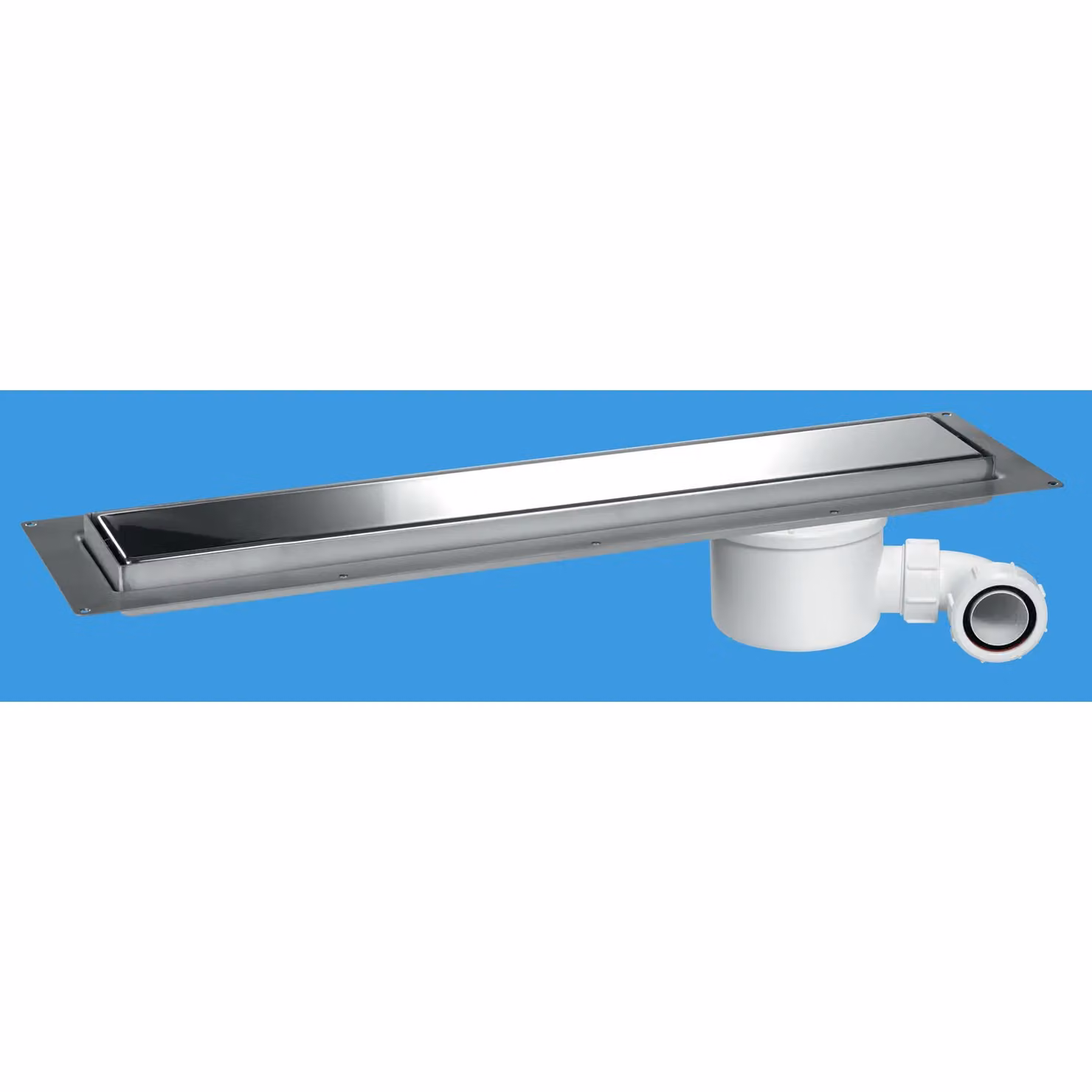 McAlpine CD600-P Polished Stainless Steel Rectangular Linear Channel Drain in Silver, Length: 54.8 cm – 2