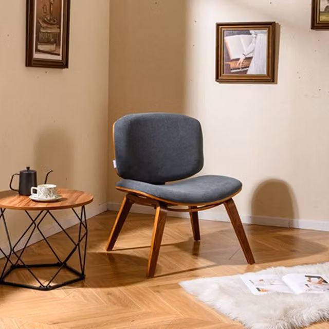 Costway Modern Upholstered Accent Chair with Curved Backrest in Grey – 1