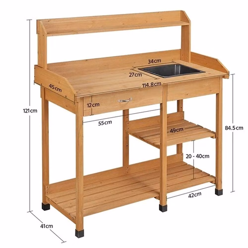 EONLION Brown Wooden Garden Potting Bench Table – 2