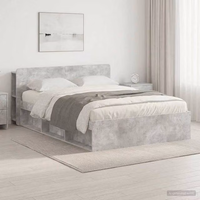Berkfield Home Modern Bed Frame with Storage Drawers in Grey, W/D/H: 140 x 200 cm