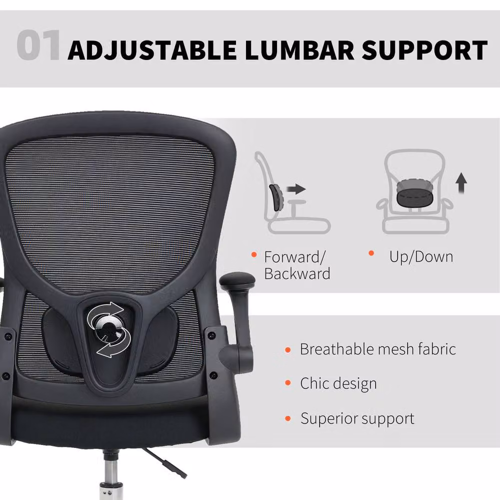 STILVORA Black Mesh and Fabric Draughtsman Chair with 360 Degree Swivel and Foot Ring – 4