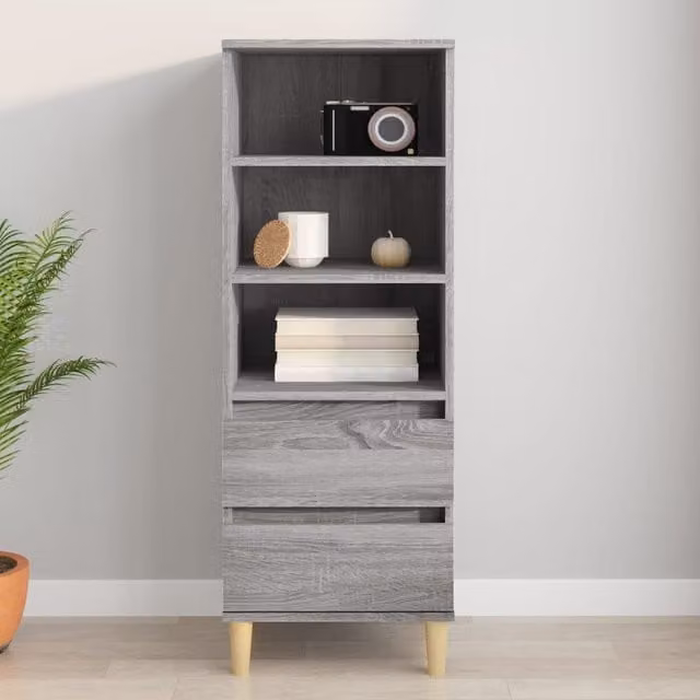 Berkfield Home Grey Sonoma Highboard in Engineered Wood, W/D/H: 40 x 36 x 110 cm