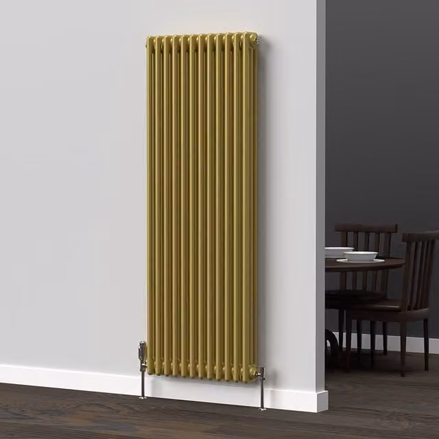 Lux Heat Vertical Coloured Column Radiator in Metallic Gold, H 150 cm x W 56 cm