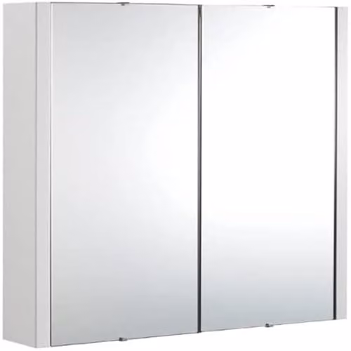 VeeBath Venus Wall Mounted Bathroom Mirror Cabinet in White Gloss with 2 Hinged Doors and Internal Glass Shelves, W/H/D: 60 x 65 x 11 cm