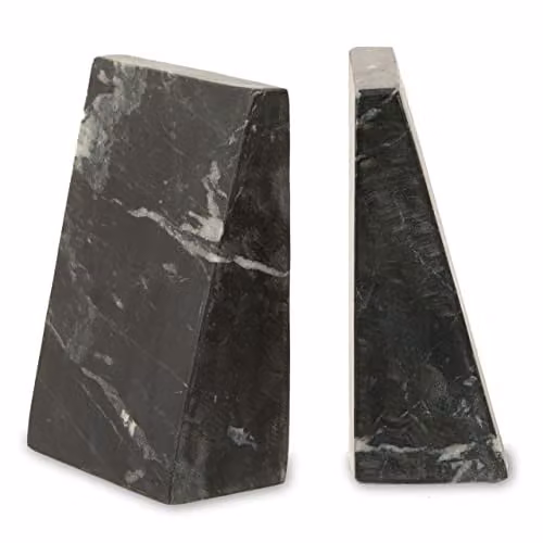 Premier Housewares Black Marble Abstract Bookends Set of 2, W/D/H: 11 x 6 x 16 cm
