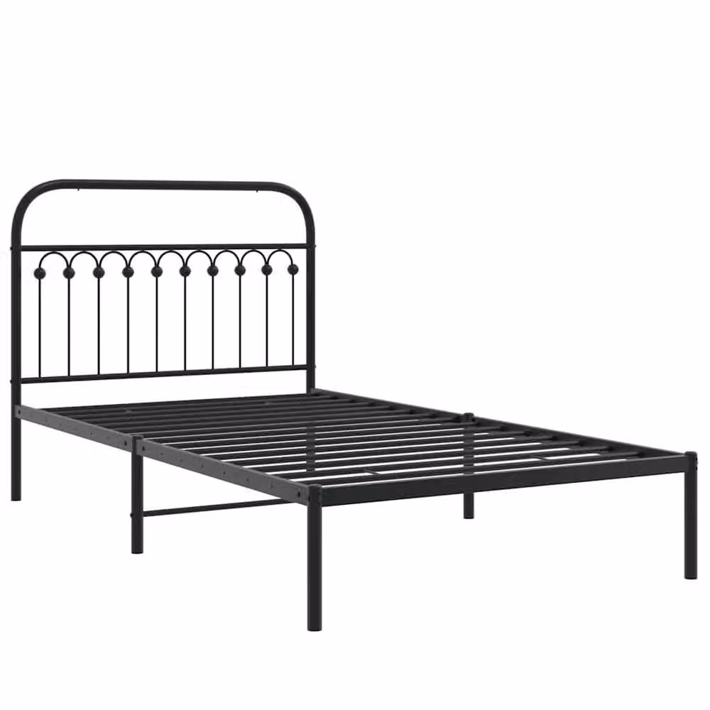 Berkfield Home Metal Bed Frame with Headboard, Black, W: 107 cm, L: 203 cm – 2