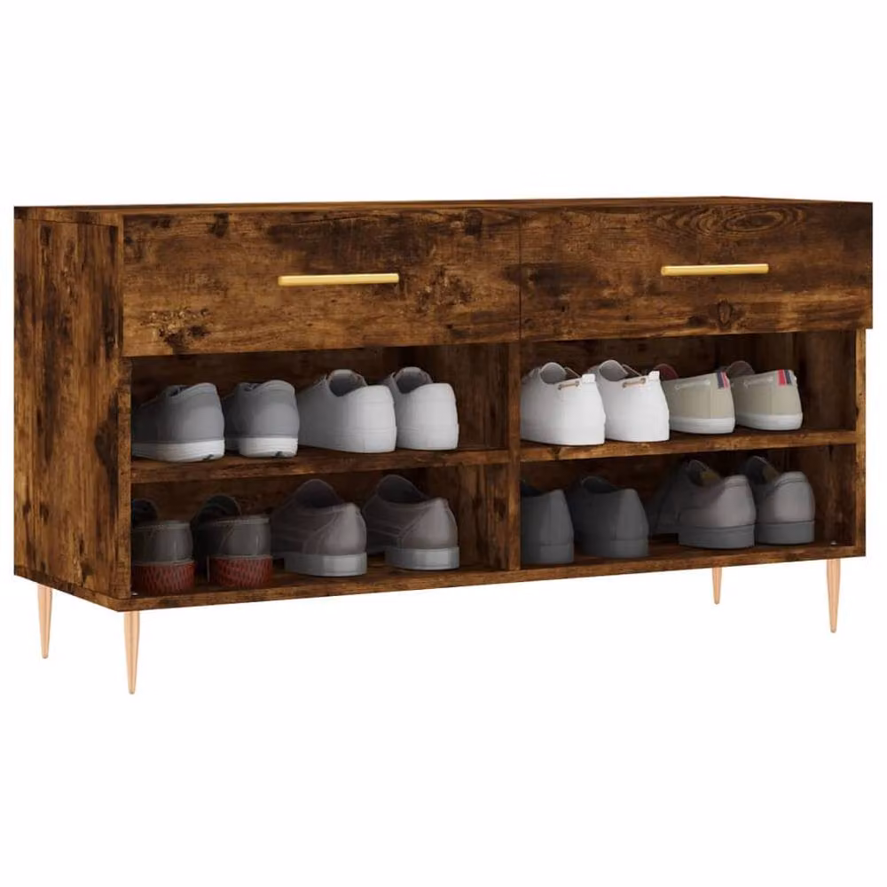 Berkfield Home Smoked Oak Shoe Bench in Brown, W/D/H: 102 x 35 x 55 cm – 3