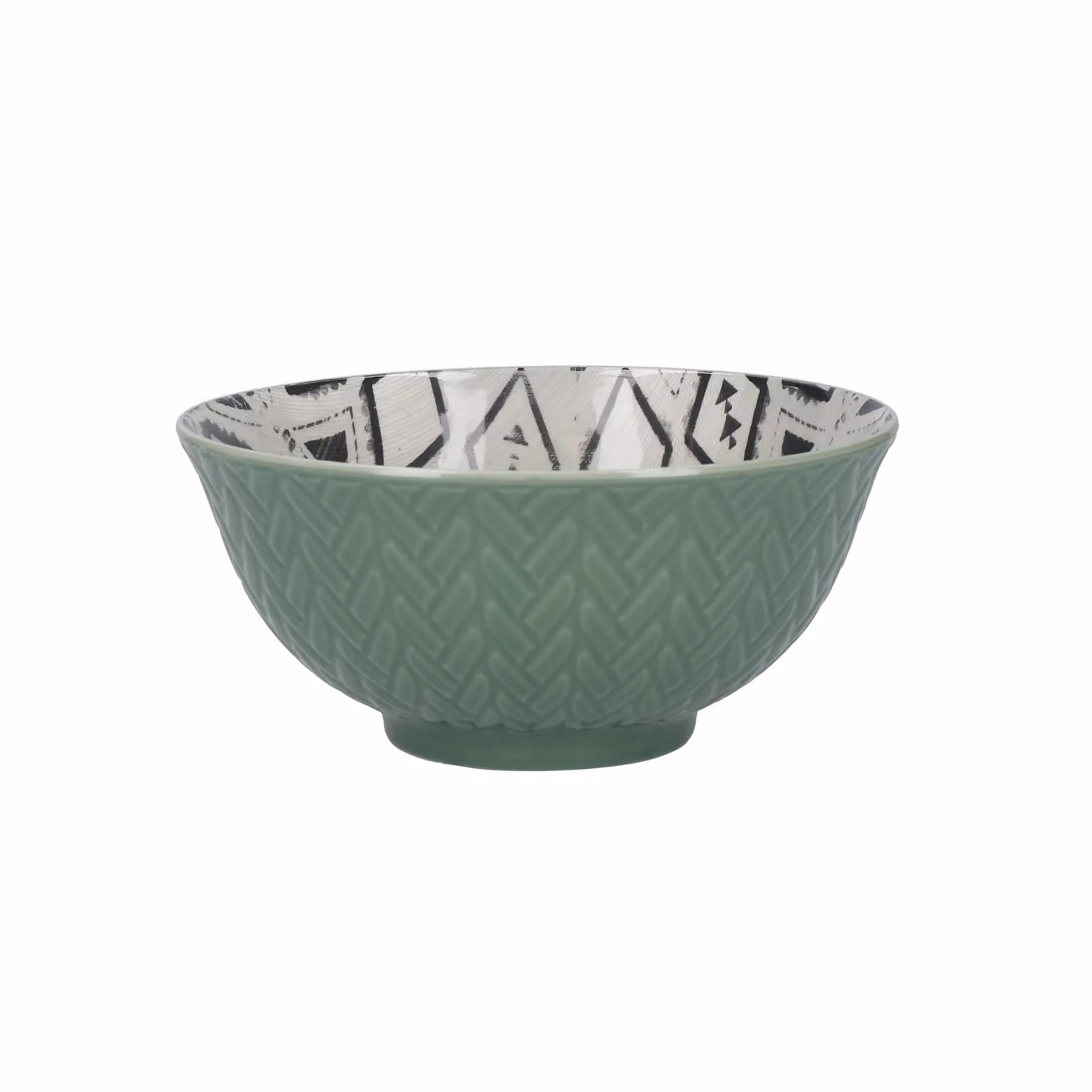 KitchenCraft 4pc Multicolour Ceramic Cereal Bowl Set with Geometric Designed For Life Pattern, Diameter: 15 cm – 2