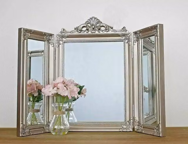 Marco Paul Silver Shabby Chic Metal Tabletop Dressing Table Mirror