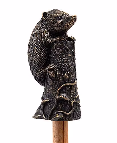 Jardinopia Hedgehog Cane and Stake Topper Garden Ornament in Bronze, H8 x W4 x D4.5 cm – 2