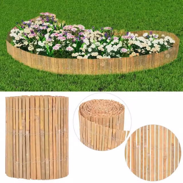 Berkfield Home Woven Bamboo Fence Mat in Brown, W: 1000 cm, H: 30 cm – 1