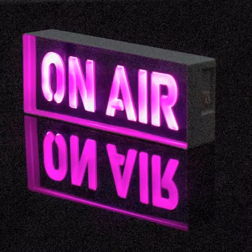 Global Gizmos 51519 On Air Neon Sign Pink LED Acrylic Box Light with Mirrored Finish, W/D/H: 23.0 x 23.0 x 8.0 cm – 5