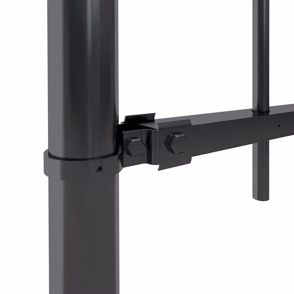 Berkfield Home Elegant Garden Fence with Hoop Top, Black Powder-Coated Steel, W: 5.1 m, H: 1.5 m – 2