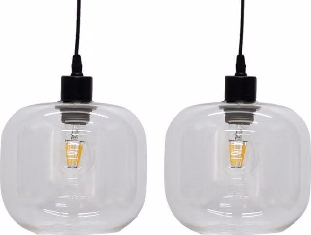First Choice Lighting Bletch Set of 2 Transparent Glass Easy Fit Pendant Shades – 1