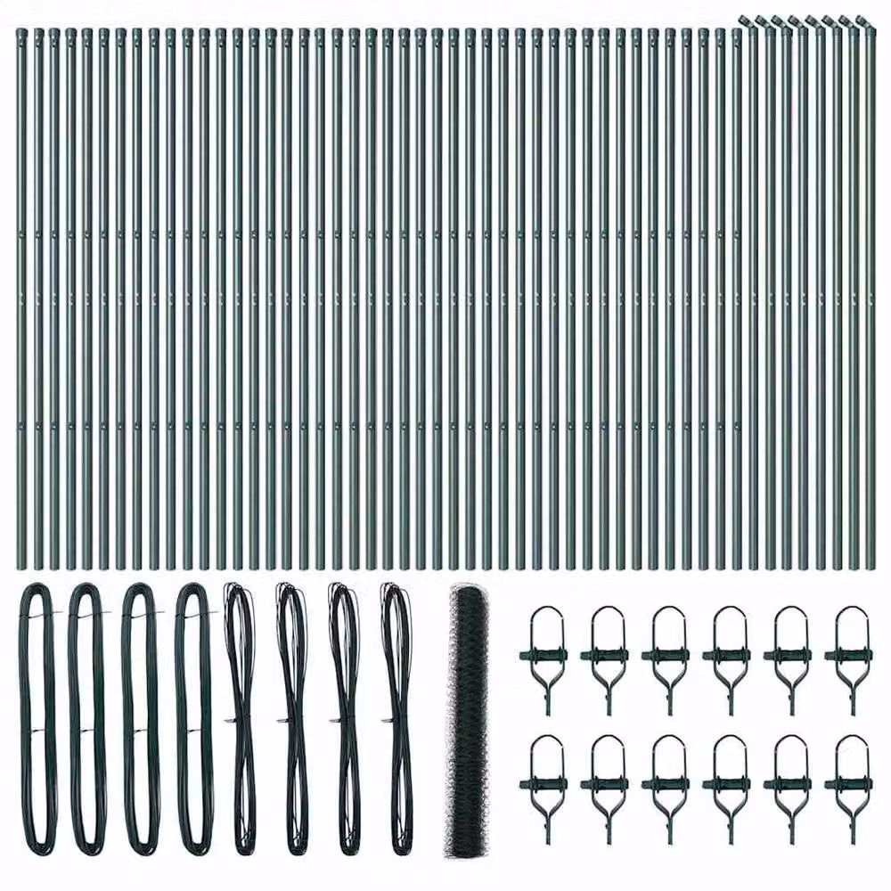 Berkfield Home Green Powder-Coated Steel Hexagon Fence, H: 120 cm x W: 100 m – 2