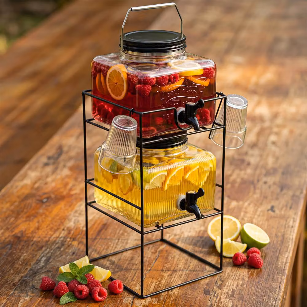 Crystals 7L Glass Drinks Dispenser with Metal Stand and Tap in Clear – 2