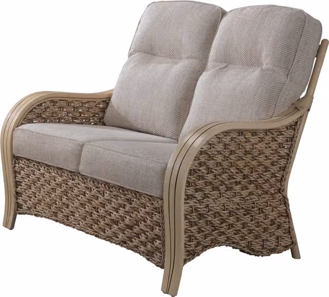 Desser Milan Rattan 2 Seater Indoor Conservatory Sofa in Grey and Beige