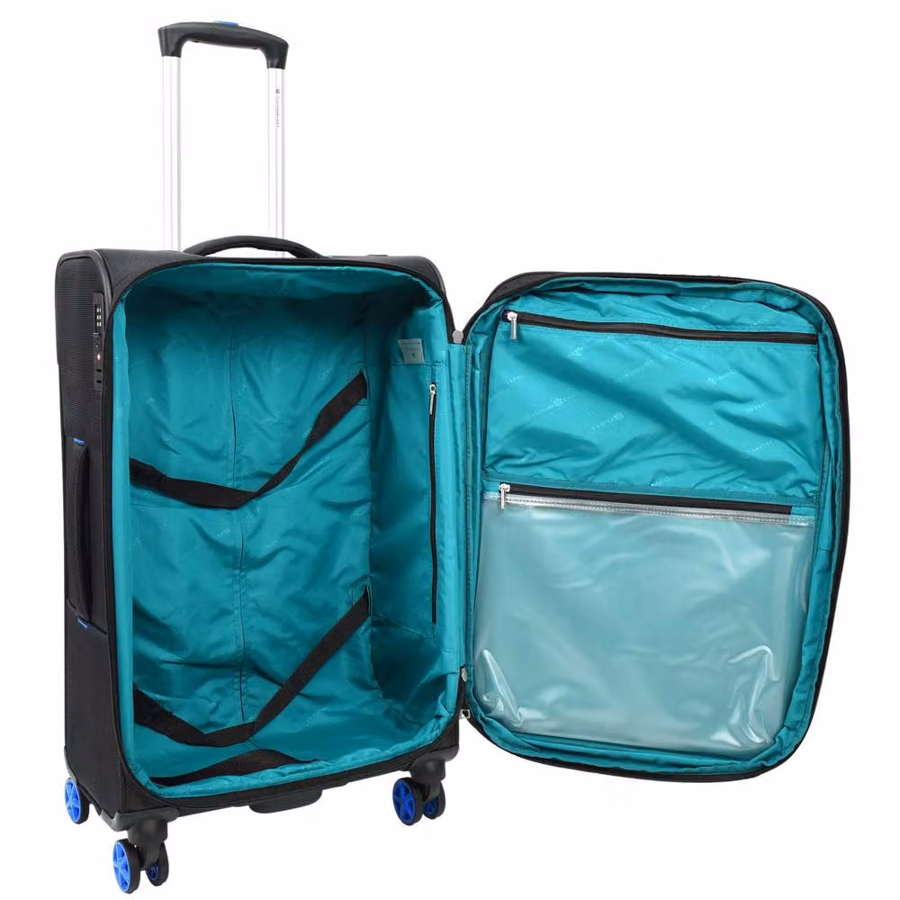 House of Leather Transit Eight Wheeled Suitcase in Black, Medium (H 67.0 x W 42.0 x D 27.0 cm) – 3