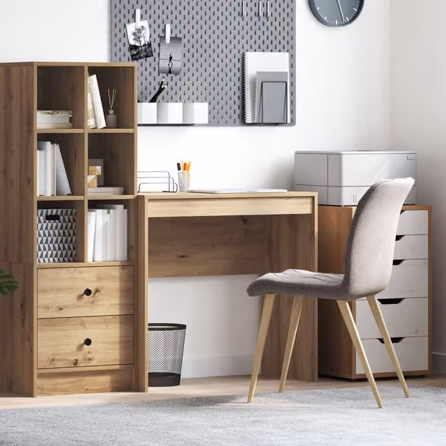 Berkfield Home Artisan Oak Writing Desk in Brown, W/D/H: 80 x 40 x 76 cm