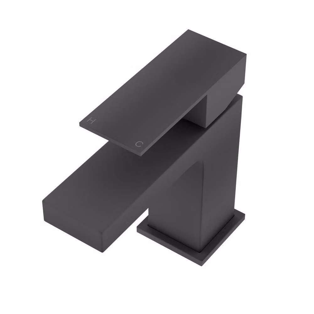 VOGREX Square Single Lever Basin Mixer Tap with Pop Up Waste in Matte Black – 2
